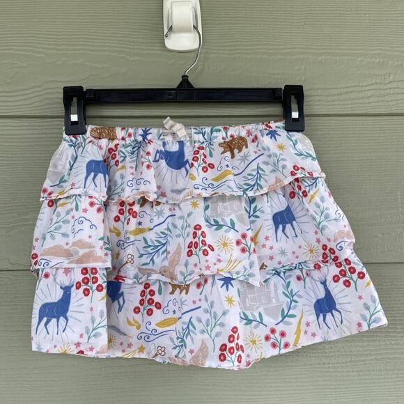 Mini Boden x Harry Potter White Tiered Floral Animal Skirt Drawstring Waist 4-5Y - Picture 1 of 6
